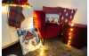 Vánoční dekorační polštář Károvaný vzor, stromečky, červený, 45x45 cm