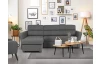 Rohová sedací souprava Livia, tmavě šedá látka, levý roh