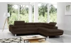 Rohová sedací souprava Lotos, tmavě hnědá tkanina, pravý roh