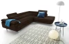 Rohová sedací souprava Lotos, tmavě hnědá tkanina, pravý roh