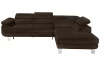 Rohová sedací souprava Lotos, tmavě hnědá tkanina, pravý roh