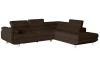 Rohová sedací souprava Lotos, tmavě hnědá tkanina, pravý roh