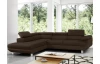 Rohová sedací souprava Lotos, tmavě hnědá tkanina, levý roh