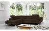 Rohová sedací souprava Lotos, tmavě hnědá tkanina, levý roh