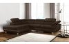 Rohová sedací souprava Lotos, tmavě hnědá tkanina, levý roh