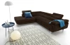 Rohová sedací souprava Lotos, tmavě hnědá tkanina, levý roh