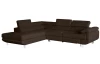Rohová sedací souprava Lotos, tmavě hnědá tkanina, levý roh