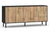 Široká komoda Bospe, černý/dub wotan
