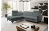 Rohová sedačka Glow, středně šedá látka, levý roh
