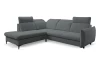 Rohová sedačka Glow, středně šedá látka, levý roh
