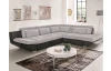 Rohová sedací souprava Eternity, šedá ekokůže/šedá látka, pravý roh, s rozkladem