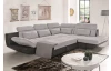 Rohová sedací souprava Eternity, šedá ekokůže/šedá látka, pravý roh, s rozkladem