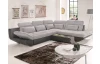 Rohová sedací souprava Eternity, šedá ekokůže/šedá látka, pravý roh, s rozkladem