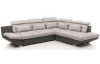 Rohová sedací souprava Eternity, šedá ekokůže/šedá látka, pravý roh, s rozkladem