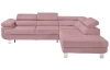 Rohová sedací souprava Lotos, růžová tkanina, pravý roh