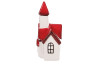 Vánoční dekorace/svícen Domek s věžičkou, červená/bílá