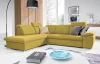Rohová sedací souprava Aldon, žlutá tkanina, levý roh