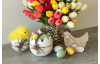 Velikonoční dekorace Vajíčka s pírkem (6 ks), žlutá/bílá/zelená