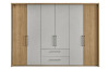 Šatní skříň Kanada, 300 cm, dub bianco/šedá