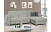 Rohová sedací souprava Deva, šedo-bílá tkanina, pravý roh, bez funkce
