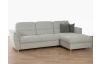 Rohová sedací souprava Deva, šedo-bílá tkanina, pravý roh, bez funkce