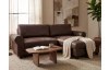 Rohová sedačka Florina, hnědá látka ve vintage optice kůže