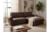Rohová sedačka Florina, hnědá látka ve vintage optice kůže