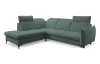 Rohová sedačka Glow, modro-šedo-zelená látka, levý roh