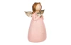 Vánoční dekorace Anděl držící srdce, růžová, 17 cm