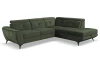 Rohová sedací souprava Sergio, mechově zelená látka, pravý roh