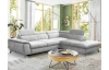 Rohová sedací souprava Alegra, světle šedá látka, pravý roh