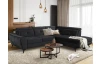 Rohová sedací souprava Sergio, černá látka, pravý roh