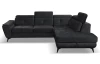 Rohová sedací souprava Sergio, černá látka, pravý roh