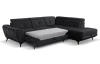 Rohová sedací souprava Sergio, černá látka, pravý roh