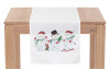 Vánoční běhoun na stůl Sněhuláci 150x40 cm, bílý