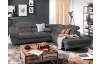 Rohová sedací souprava Fabio, středně šedá látka, pravý roh