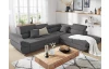 Rohová sedací souprava Fabio, středně šedá látka, pravý roh