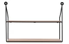 Nástěnná police Nia, černý kov/dřevo, 35 cm