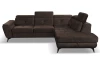 Rohová sedací souprava Sergio, tmavě hnědá látka, pravý roh