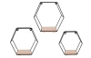 Set 3 ks nástěnná police Sarah, černý kov/dřevo, hexagon