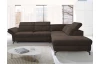 Rohová sedací souprava Colby, tmavě hnědá látka, pravý roh