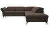 Rohová sedací souprava Colby, tmavě hnědá látka, pravý roh
