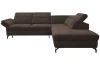 Rohová sedací souprava Colby, tmavě hnědá látka, pravý roh