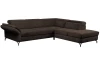 Rohová sedací souprava Colby, tmavě hnědá látka, pravý roh