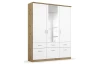 Šatní skříň se zrcadlem Bremen, 136 cm, dub artisan/bílá