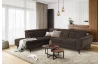 Rohová sedací souprava Sergio, tmavě hnědá látka, levý roh