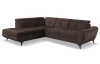 Rohová sedací souprava Sergio, tmavě hnědá látka, levý roh