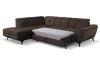 Rohová sedací souprava Sergio, tmavě hnědá látka, levý roh
