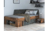 Úložná postel se zástěnou Junior 120x200 cm, vintage optika dřeva/tmavý beton