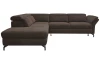 Rohová sedací souprava Colby, tmavě hnědá látka, levý roh